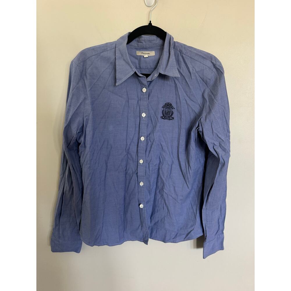 Women’s Faconnable Long Sleeve Button-Up Shirt in Light Blue SZ 44/ US 12